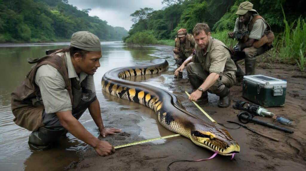 During a certified field expedition, an exceptionally large African python has been officially confirmed by herpetologists, stunning the scientific community