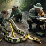 Field biologists confirm the discovery of a record breaking snake specimen during a controlled survey in remote terrain