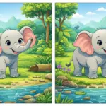 Observation Game: Spot Differences in Elephant Pictures