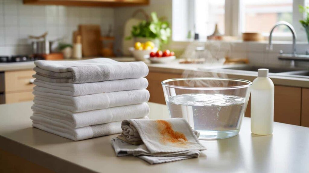 Goodbye baking soda : the trick to make your kitchen towels and tea towels white again