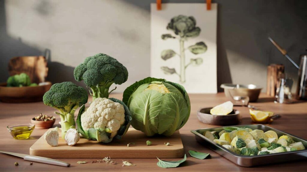 cauliflower, broccoli and cabbage