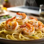 This garlic butter shrimp pasta tastes fancy but is surprisingly easy to make
