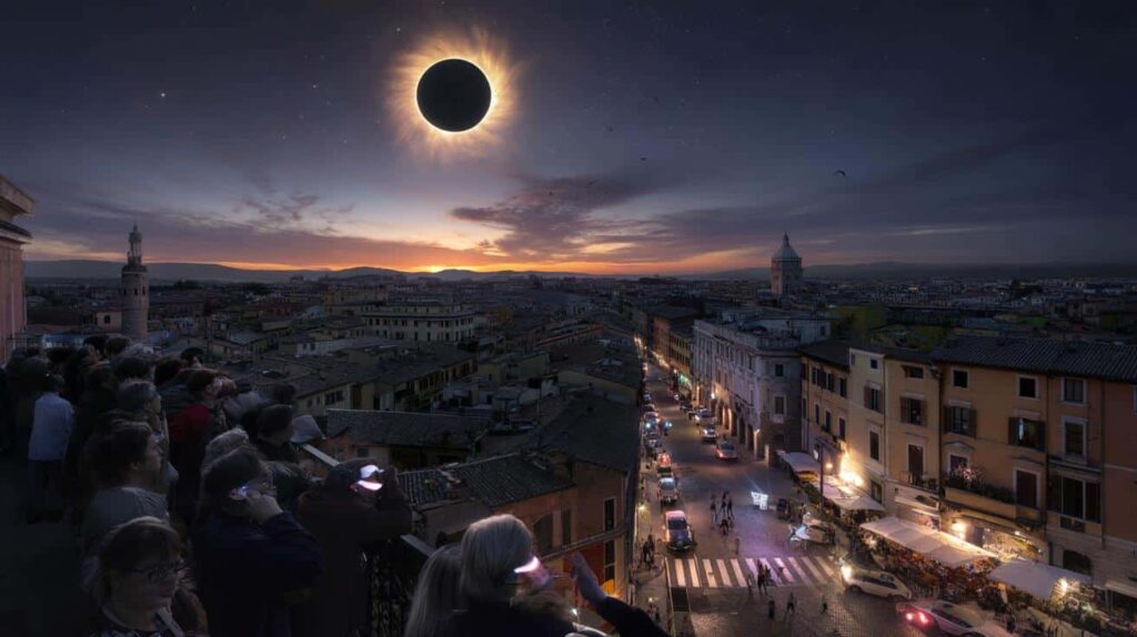 Total solar eclipse, darkness for more