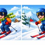9-Second Visual Challenge Test Sharp Eyes by Finding 3 Differences in the Boy Skiing Scene