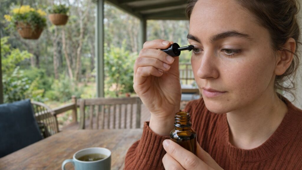 Natural household oils gradually encourage thicker eyebrows and longer eyelashes with consistent application