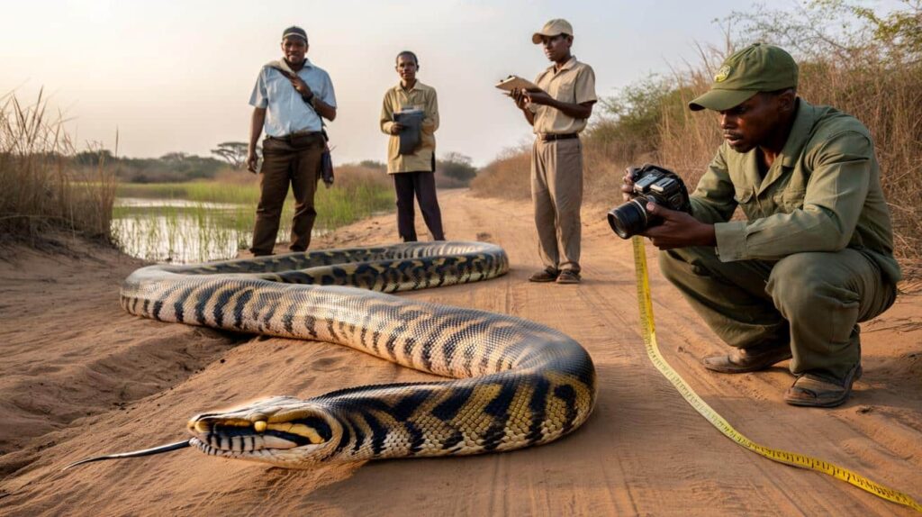 An exceptionally large African python has been officially confirmed by herpetologists during a certified field expedition, stunning the scientific community