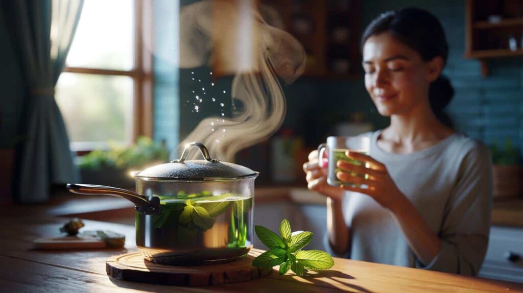 Boiling Mint Leaves Releases
