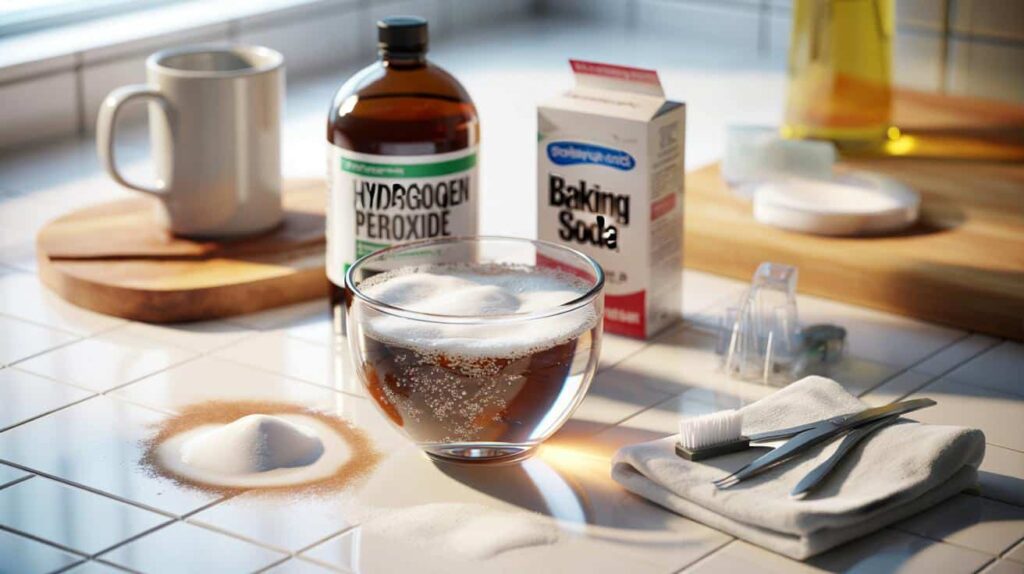 mixing baking soda with hydrogen peroxide