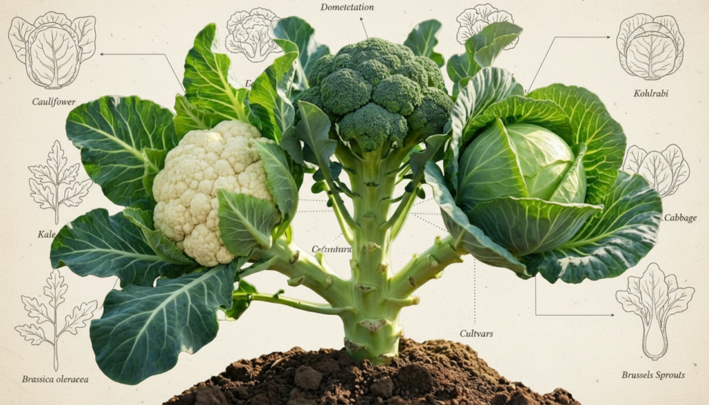 Cauliflower broccoli and cabbage revealed