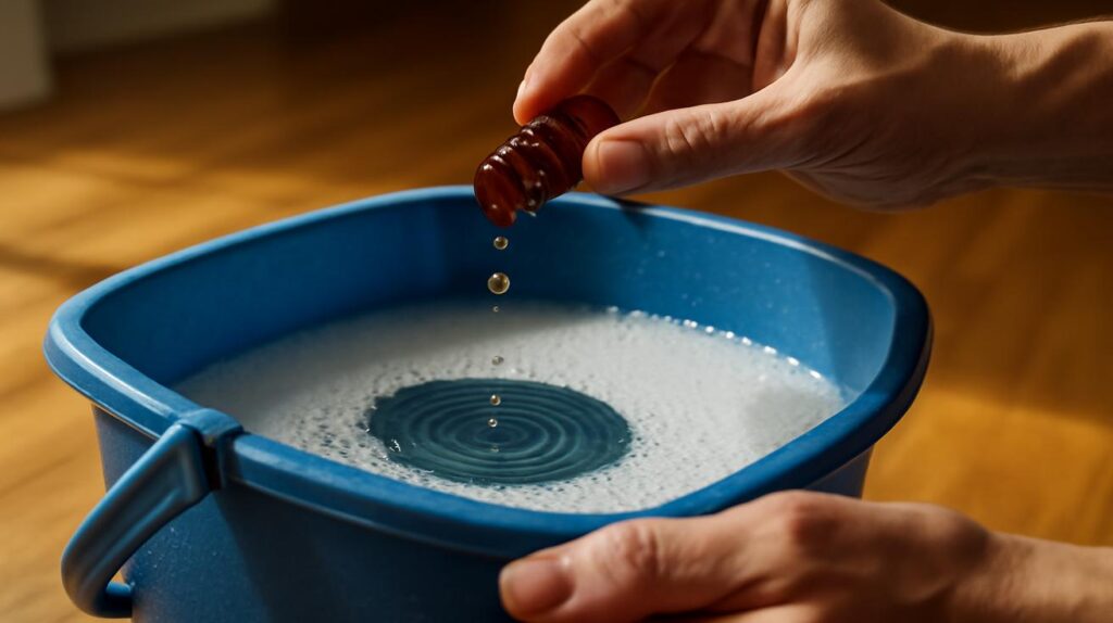 Add just two drops to your mop bucket and your home will smell amazing for days, with no vinegar and no lemon needed for the effect