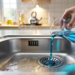 No vinegar and no baking soda : pour half a glass and the drain cleans itself