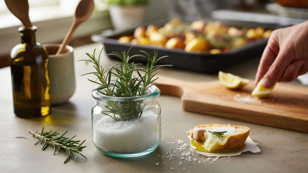 coarse salt and rosemary
